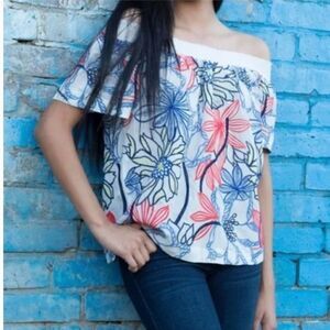 Skies Are Blue off the shoulder embroidered blouse